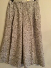 Vintage 80’sPerry Ellis Women’s Wool Oatmeal Tweed Split Skirt/Culottes Size 6-8