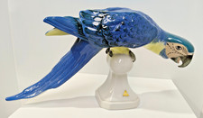 Stunning Large Royal Dux Bohemia Blue Macaw Parrot Figurine w original label -AF