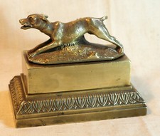 XVIII GILDED BRONZE HUNTING DOG INKWELL - SDC25ENC002