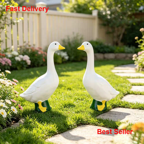 Statue canard blanc en - blanc,