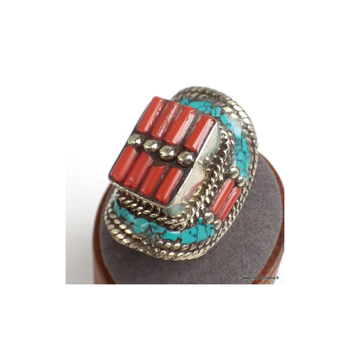 Bague tibétaine turquoise - bague,