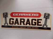 Gearhead Garage Metal Sign Blood Sweat and Gears 23"x8" in Mancave