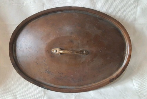 Ancien couvercle ovale - ancien, cuivre