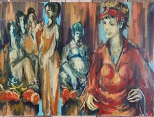 vintage 60 tableau huile sur