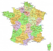 Carte de France avec les axes