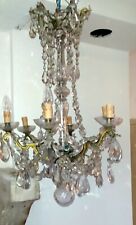 Lustre ancien en cristal de Baccarat et monture en bronze à restaurer 9 feux