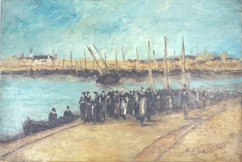 Marine huile sur toile - huile,