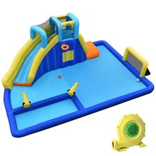 Château Gonflable 6 en 1 avec Escalade Toboggan à Jet d'Eau Grande Piscine Cadr