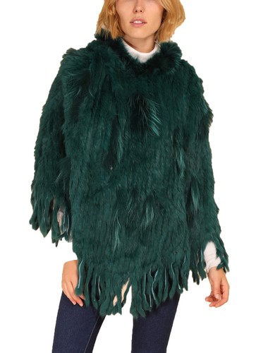 Poncho cape fourrure lapin - poncho,cape,