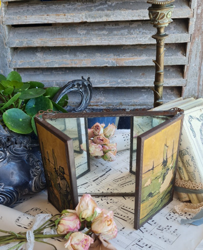 Ancien triptyque miroir - miroir, de