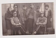 ? Old postcard group costume military uniforms hunters glasses rare ✨
