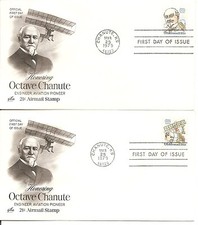 US SC # C93-C94 Octave Chanute FDC. Artcraf Cachet.