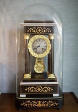 CHARLES X PORTICO CLOCK PENDULUM IN MARQUETRY under original globe