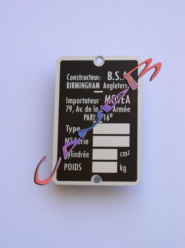 Plaque bsa movea - plaque,