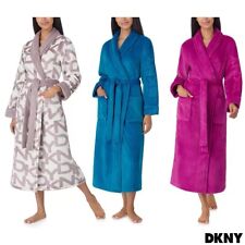 DKNY Ladies Shawl Collar Long Plush Robe In 3 Colours and In 4 Sizes New