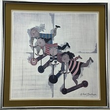 Graciela Rodo Boulanger Les Trotinettes Print Framed Matted Signed Scooter 28x28