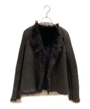 BARNEYS NEWYORK Women's Lamb Mouton Jacket Blouson Brown Italy Size:36 Auth