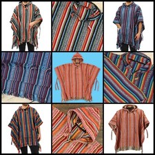 Poncho Capuche Cape Gheri Coton Robe Froid Chaud Tissé Hommes Femmes Unisexe