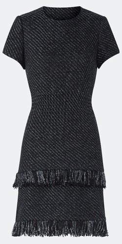 Maje robe tweed grise - robe, franges