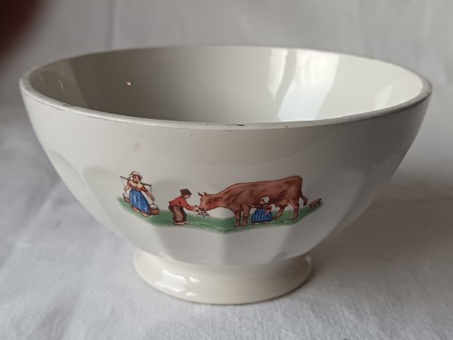 Ancien bol decor vache - ancien,
