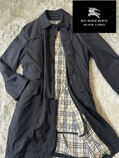 Burberry Black Label Trench Coat Nova Check Liner Black Men's US size S Auth