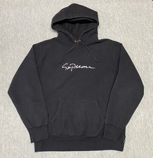 Supreme Hoodie Mens Large Black Sweater Classic Script Sweatshirt FW18 Pullover