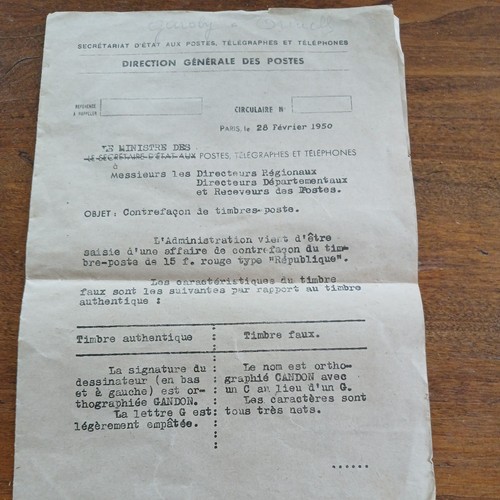 Notice poste faux timbre - notice,