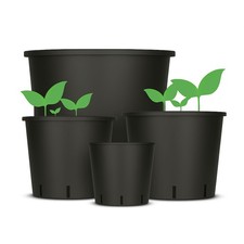 Pot de fleurs rond en plastique noir pour intérieur et extérieur