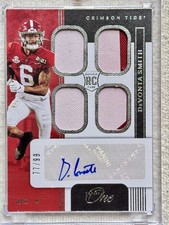 2021 Panini One DeVonta Smith Rookie Quad Patch Autograph /99 Player Worn