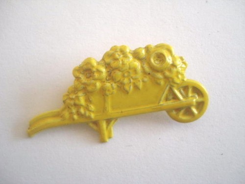 Broche vintage brouette jardin - brouette,