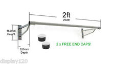 2ft Long X 32mm Résistant Tringle Support Mural Chrome Vêtement Suspendu Rack