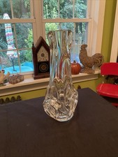 VAL ST LAMBERT Magnificent 16” 1950s Clear Crystal Free Form Vase **READ**