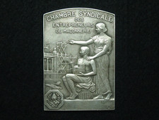 MEDAILLE PLAQUE en ARGENT L.CARIAT ENTREPRENEURS MAÇONNERIE MÉTRÉ 1è Année 1924
