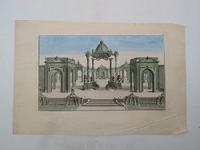 Gravure originale – Rigaud – Tonnelle dans les jardins de Bellevue – Circa 1730