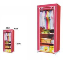 Armoire Garde-Robe Tissu tnt 70x45x175cm Cabine Portemanteau Acier Dfh