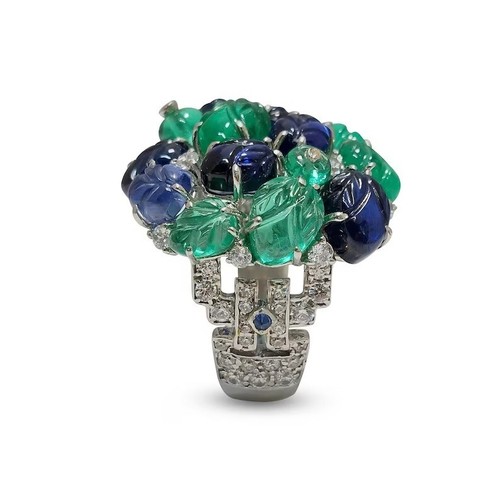 Bague déclaration saphir vert