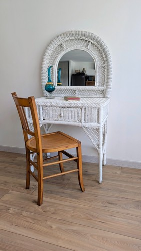 Ancienne coiffeuse rotin - coiffeuse,