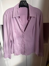 PIAZZA SEMPIONE Button Up Blouse Lavender Cotton Stretch Size 6 Made in Italy
