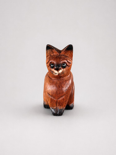 Petit chat bois sculpté à - bois,