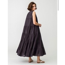 Merlette Ron Herman Caron Tiered Maxi Dress Solid Sleeveless Cotton XS 274789