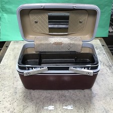 VTG Samsonite Sentry Beauty Train Case MakeUp Hardshell Luggage Maroon Keys Tray
