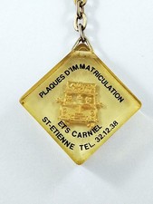 Automobile keychain - REGISTRATION ETS CARNEL Saint Etienne resin 1960s