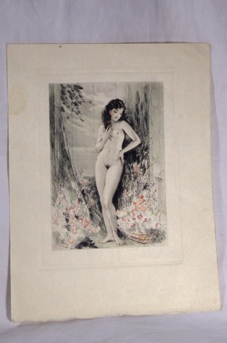 Gravure aquarellée jeune - gravure, aquarellée,