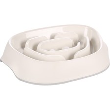 Gamelle anti glouton ovale blanche pour chien