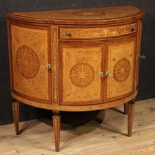Buffet italien meuble commode demi-lune marqueté style ancien Louis XVI 900