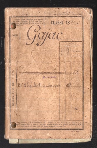 Livret militaire classe - classe, 1890