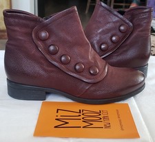Miz Mooz Louise Distressed Leather Ankle Boot Size 7.5-8 (Euro 38) Merlot