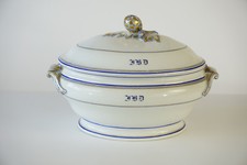 Antique Paris porcelain soup bowl, old tureen, pottery ceramic 