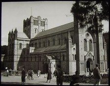 Glass Magic Lantern Slide BUCKFAST ABBEY EXTERIOR C1920 PHOTO DEVON
