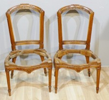 Pair of vintage chairs transition Louis XV Louis XVI in oak barrels 18th century